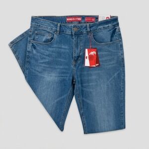 Men's Ring of Fire Straight Fit Jeans Blue Light Casual Size 34W